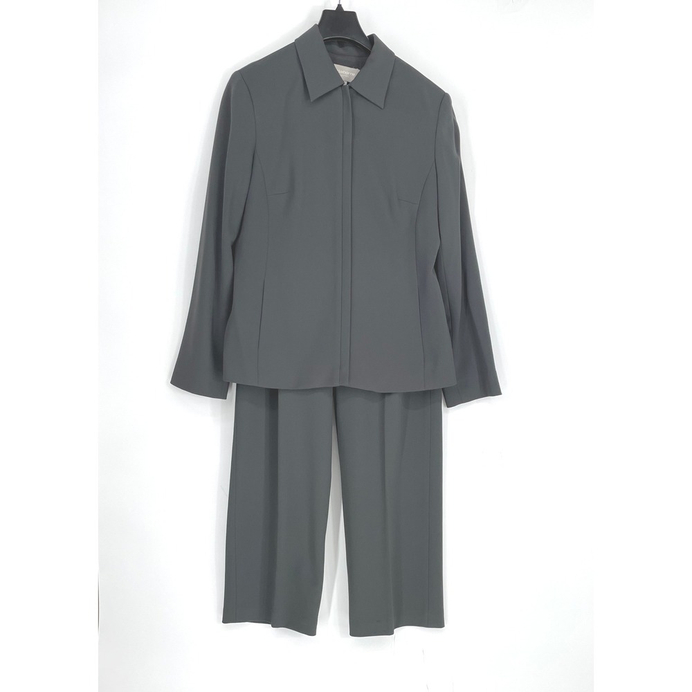 Liz Claiborne Womens Size 12 Pant Suit 2 Piece Charcoal Grey Professional